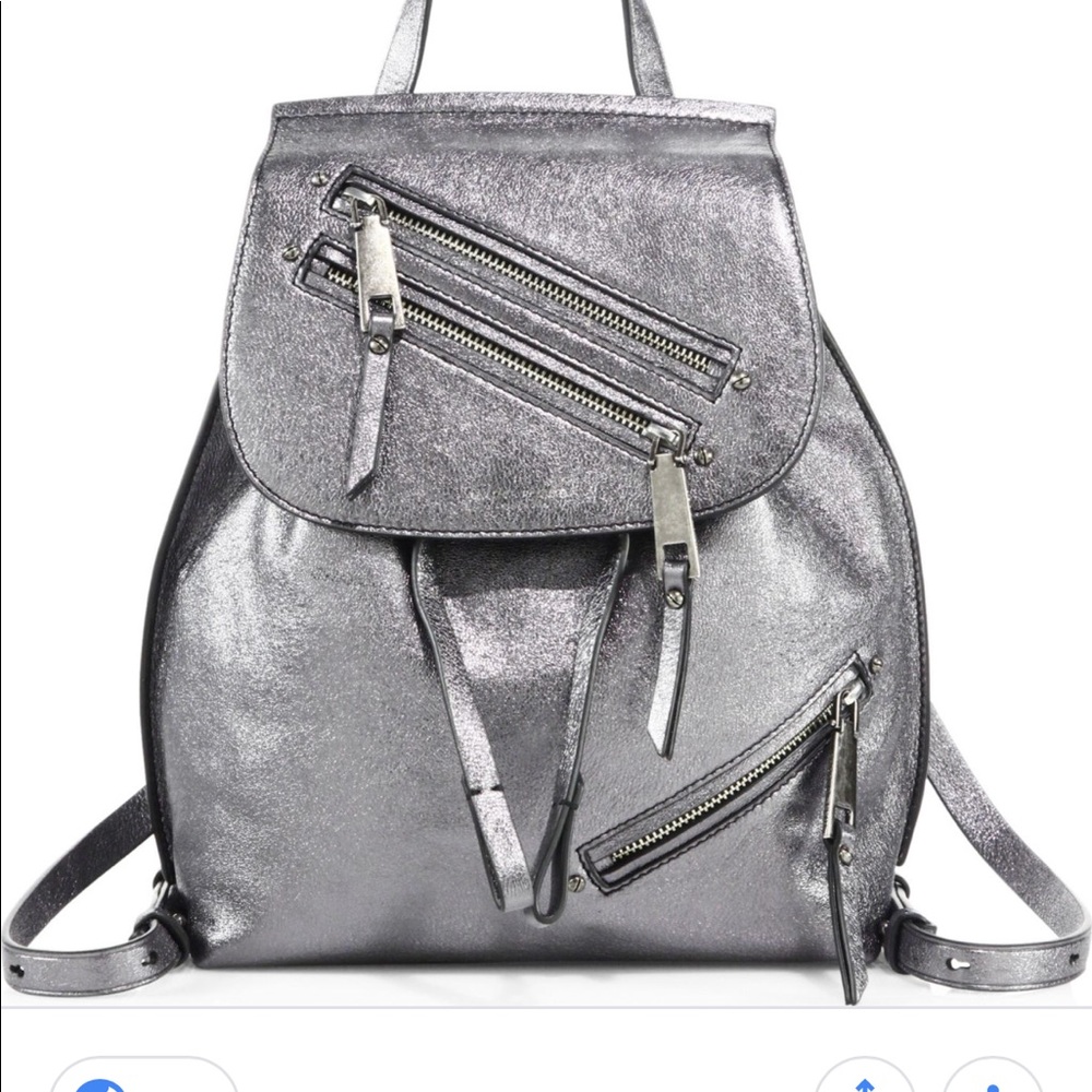 Marc Jacobs Metallic Grey Leather Backpack